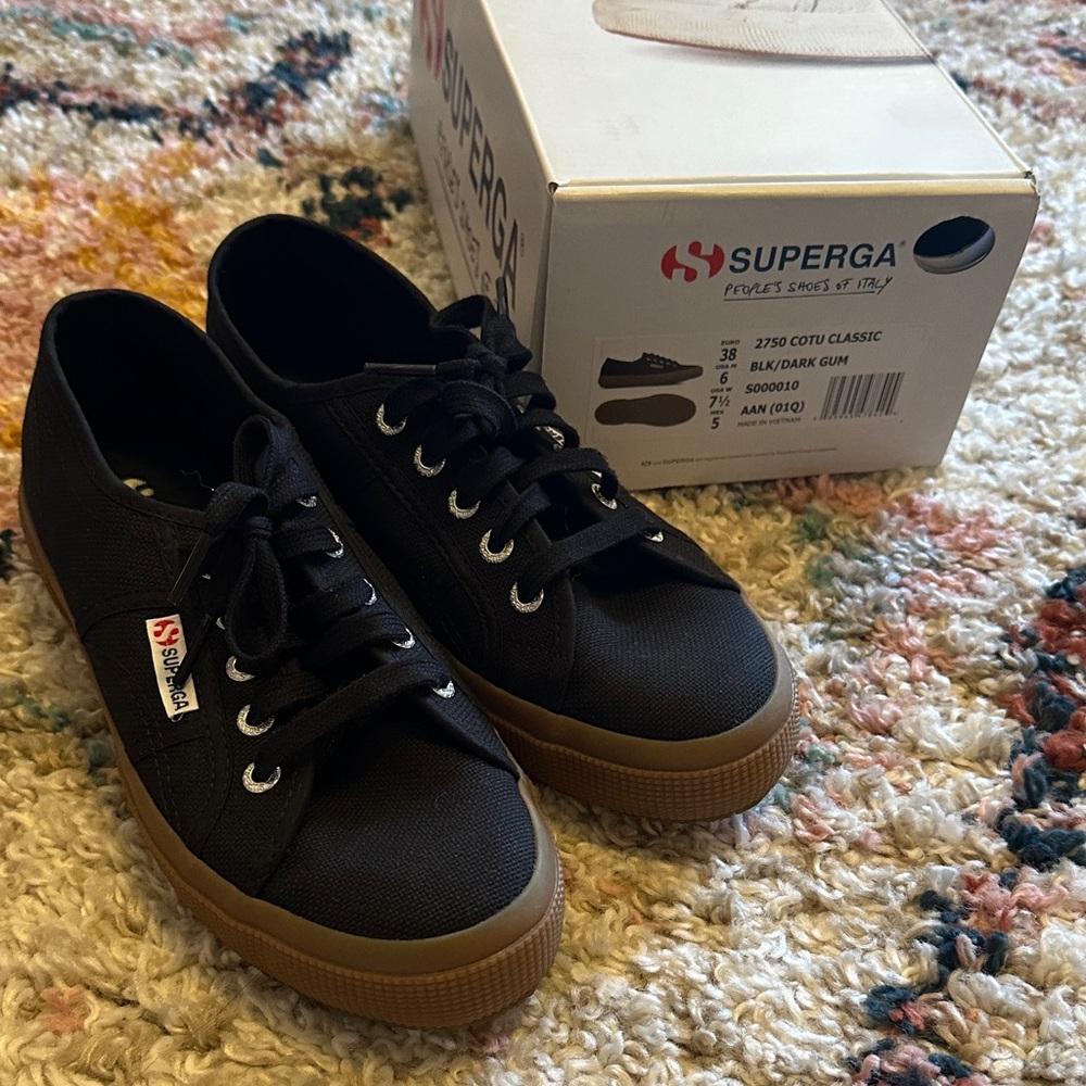 Superga Cotu Classic Black and Gum Sneakers